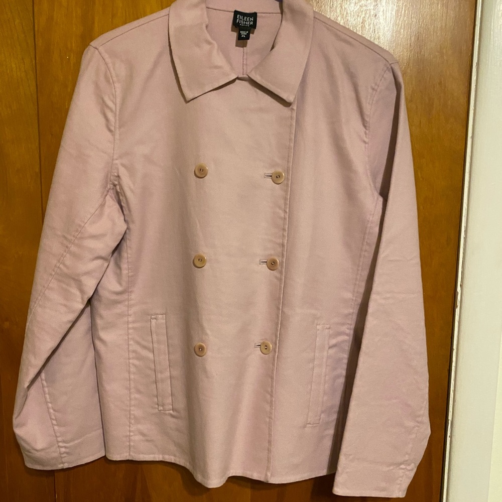Eileen Fisher Pink Double-Breasted Pea Jacket Long Sleeves, Women’s Size P/L
